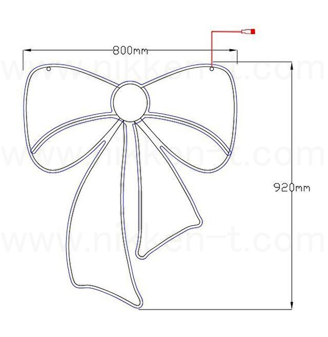 W80cm×H92cm ネオンライトリボン90 ウォームホワイト ※送料別途要