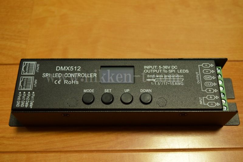 DMX-SPIコントローラ(TM1804/WS2811対応)、DC5-36V、9A 　※SPI対応ピクセルストリング・テープライト用