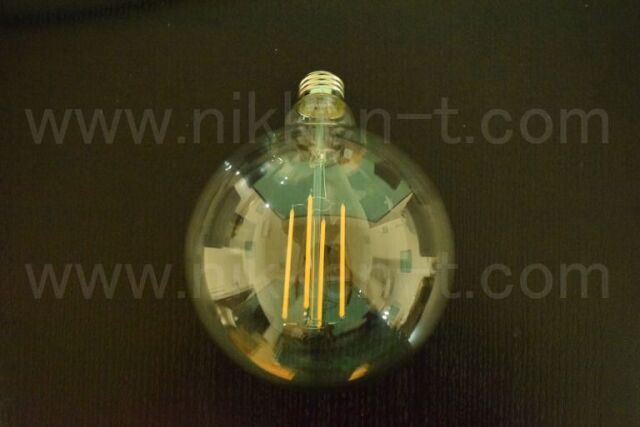 フィラメント型LEDクリア電球(CS)、E26、G125型、AC100V、4W、電球色